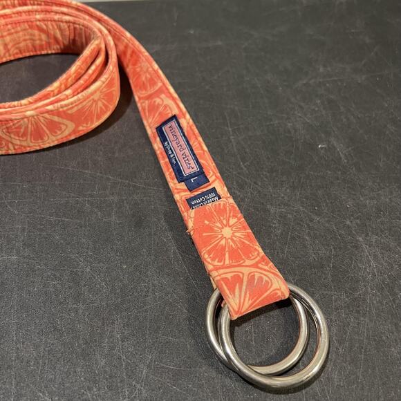 Vineyard Vines Belt Womens Large Orange Pink Citrus Print D Ring Accessory - Picture 2 of 6